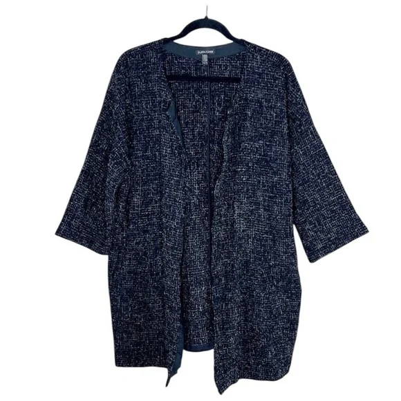 Eileen Fisher Briar Patch Black Wool open front 3/4 sleeve Jacket Blazer size XL - Picture 13 of 13